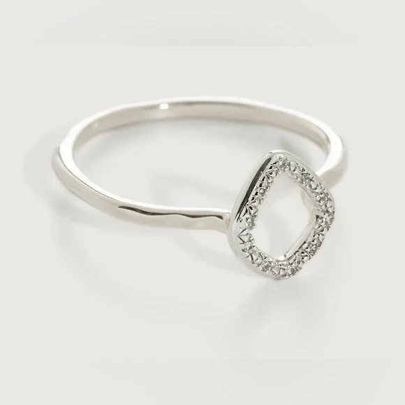 Monica Vinader Riva Mini Kite Diamond Ring Sterling Silver Size 7.5 - Picture 1 of 5